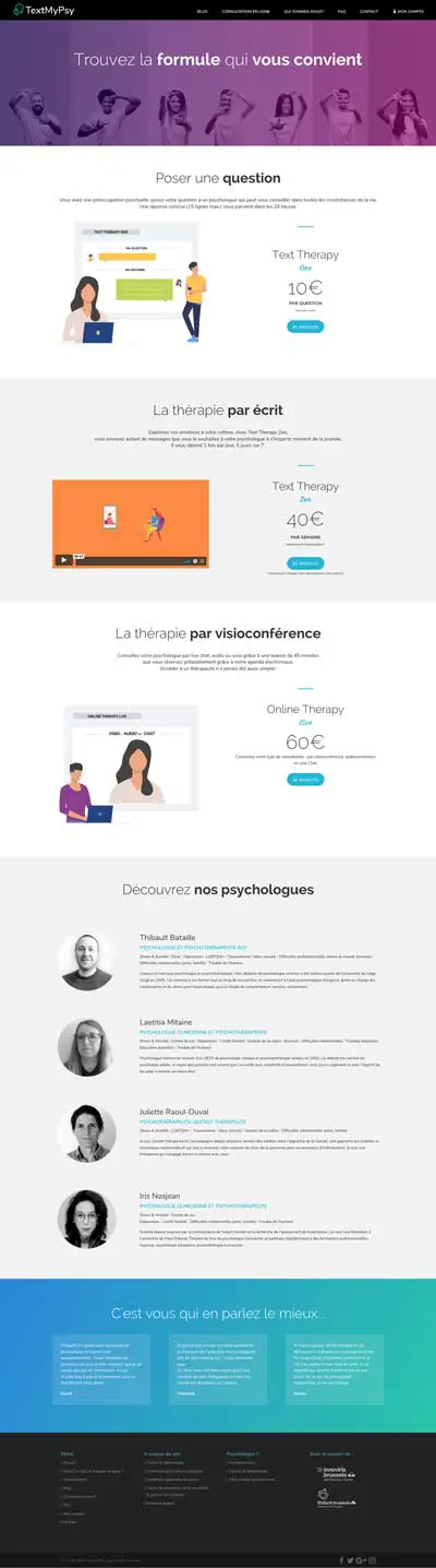 Text My Psy Projet - Agence OUI Are Web UX Design CX Neuromarketing CRO