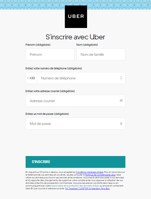 Le guide du débutant pour créer une landing page efficace - Uber - Agence OUI Are Web UX Design CX Neuromarketing CRO